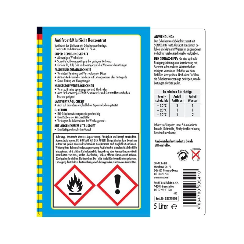 SONAX »AntiFrost« Scheibenfrostschutz Bis -30°C · 5 Liter 4 SONAX »AntiFrost« Scheibenfrostschutz Bis -30°C · 5 Liter - Image 2